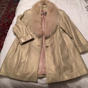 Tibor Cream Leather Faux Fur Jacket